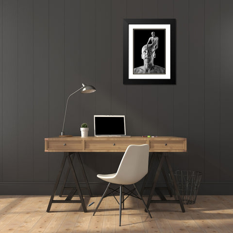 Conscience Black Modern Wood Framed Art Print with Double Matting by Kiciak, Christophe