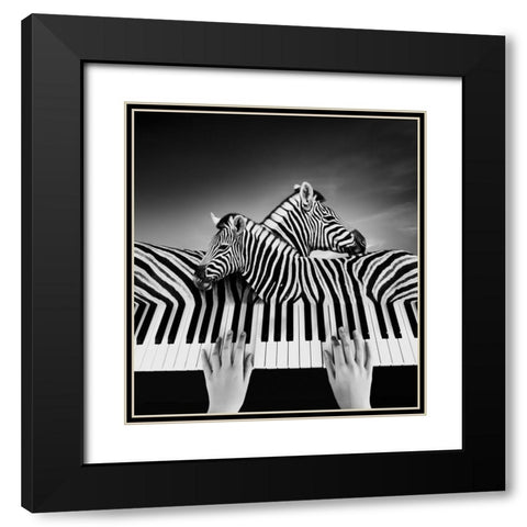 Fantasia Black Modern Wood Framed Art Print with Double Matting by XibiaoHuang