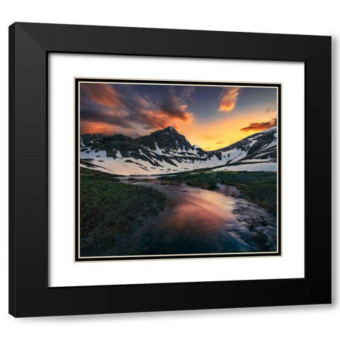 Melting Black Modern Wood Framed Art Print with Double Matting by Xu, Mei