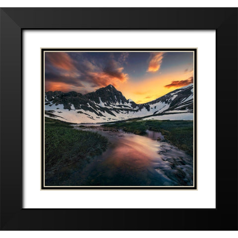 Melting Black Modern Wood Framed Art Print with Double Matting by Xu, Mei