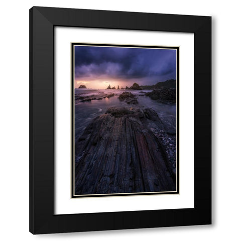 Sunset In Gueirua Black Modern Wood Framed Art Print with Double Matting by Ruiz Dueso, Jorge