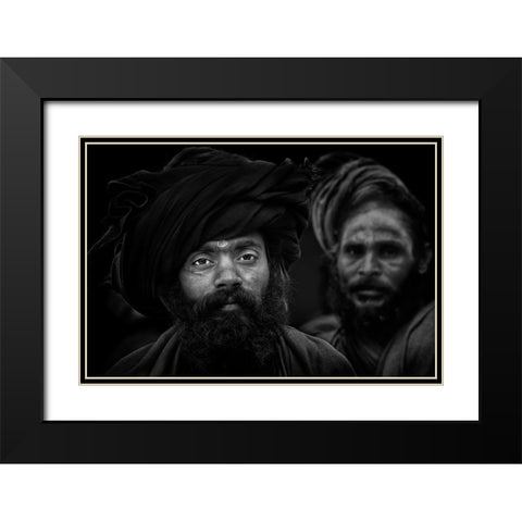 Holy Men. Kumbha Mela. Allahabad Black Modern Wood Framed Art Print with Double Matting by Cavalli, Giovanni