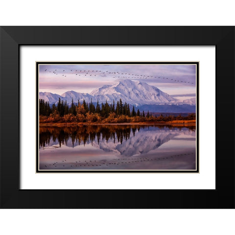 Flying Over Black Modern Wood Framed Art Print with Double Matting by Zheng, Michael
