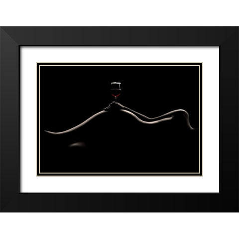 Bodyscape: Wine Tasting Black Modern Wood Framed Art Print with Double Matting by Sungkono, Heru