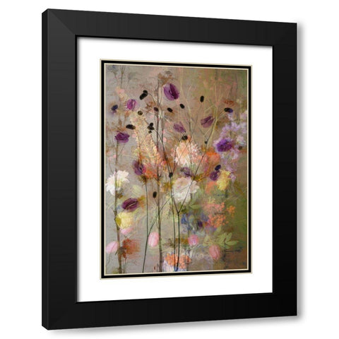 Painterly Flowers Black Modern Wood Framed Art Print with Double Matting by Dingemans, Saskia