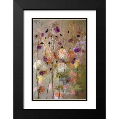 Painterly Flowers Black Modern Wood Framed Art Print with Double Matting by Dingemans, Saskia