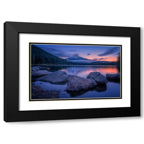 Twilight At Trillium Lake Black Modern Wood Framed Art Print with Double Matting by Jacobs, Lydia