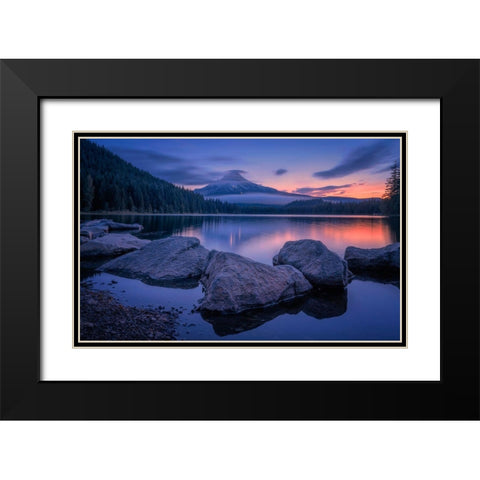 Twilight At Trillium Lake Black Modern Wood Framed Art Print with Double Matting by Jacobs, Lydia