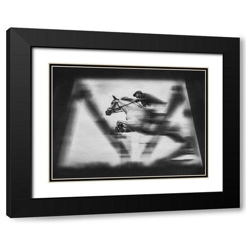 Jump Black Modern Wood Framed Art Print with Double Matting by Bunjamin, Antonyus
