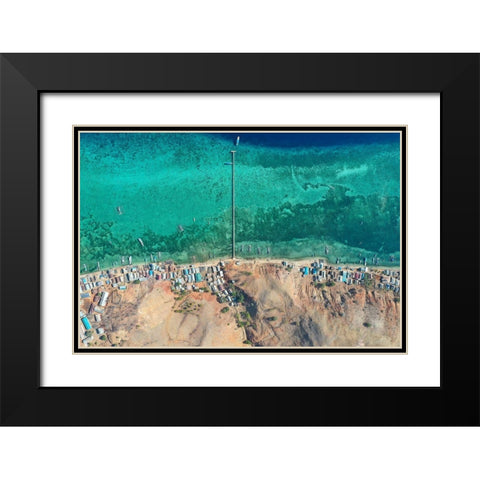 Papa Garang Fishing Village Black Modern Wood Framed Art Print with Double Matting by Masrie, Muslianshah