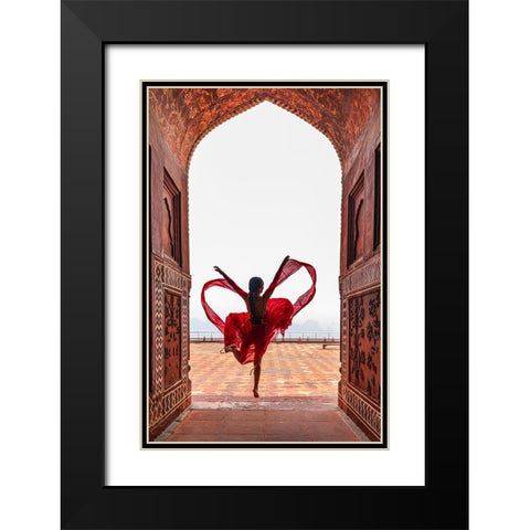 Taj Mahals Heart Black Modern Wood Framed Art Print with Double Matting by Jing, Lin