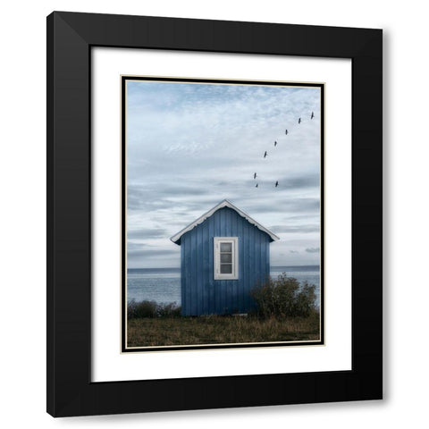 Beach Hut Black Modern Wood Framed Art Print with Double Matting by Gronkjar, Lotte