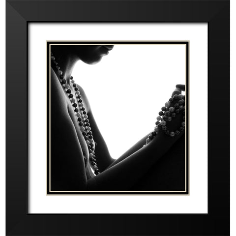 Necklace Black Modern Wood Framed Art Print with Double Matting by bicibici