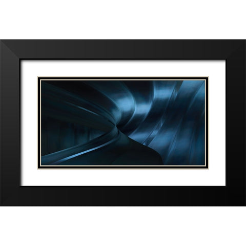 Blue Roller Coaster Black Modern Wood Framed Art Print with Double Matting by Claes, Gilbert