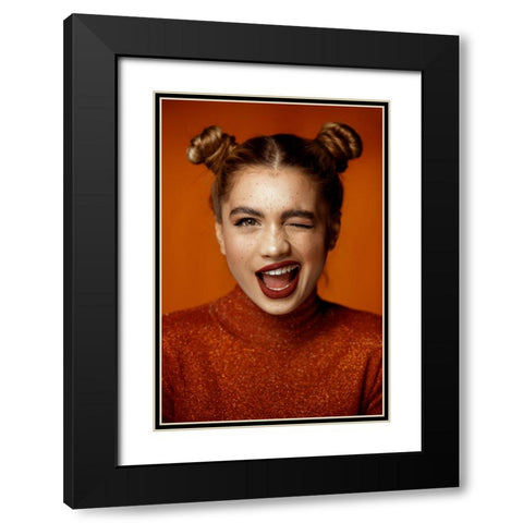 Winky Black Modern Wood Framed Art Print with Double Matting by Niksefat Zendehdel, Akram