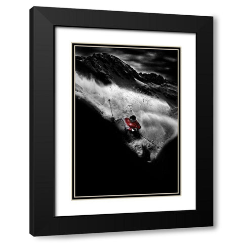 Dark Freeride Black Modern Wood Framed Art Print with Double Matting by Shu, Tristan