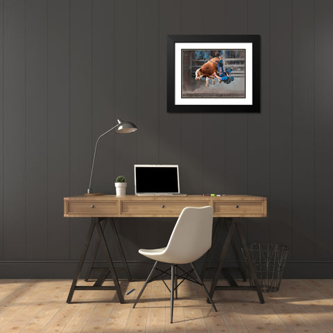 Bull Riding Black Modern Wood Framed Art Print with Double Matting by Ma, Frank