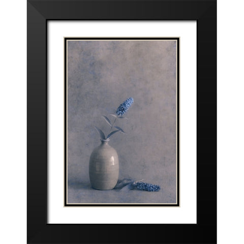 Blue Visions Black Modern Wood Framed Art Print with Double Matting by Kiral, Cicek