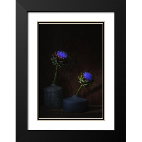 Electric Blue. Black Modern Wood Framed Art Print with Double Matting by Dingemans, Saskia