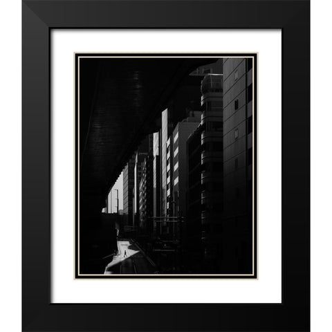 Lonesome In Shibuya Black Modern Wood Framed Art Print with Double Matting by Takachi, Yasuhiro