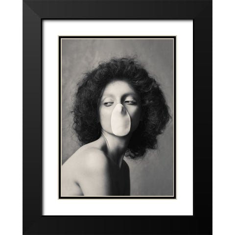 La Scapigliata Black Modern Wood Framed Art Print with Double Matting by Naderi, Peyman