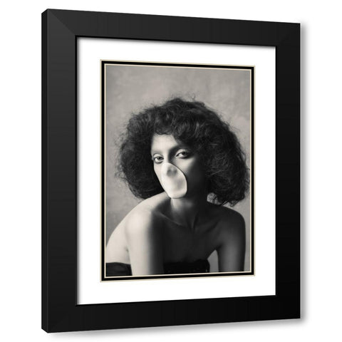 La Scapigliata Black Modern Wood Framed Art Print with Double Matting by Naderi, Peyman