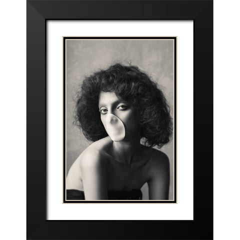 La Scapigliata Black Modern Wood Framed Art Print with Double Matting by Naderi, Peyman