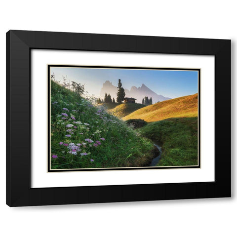 Flowery Morning Black Modern Wood Framed Art Print with Double Matting by Krivec, Ales
