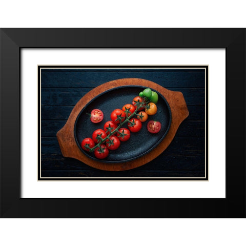Colourful Tomatoes Black Modern Wood Framed Art Print with Double Matting by Karina, Aleksandrova