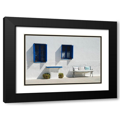 Santorini Black Modern Wood Framed Art Print with Double Matting by Nielsen, Ole