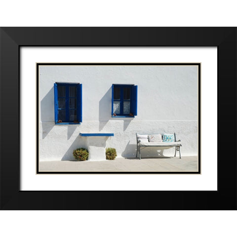 Santorini Black Modern Wood Framed Art Print with Double Matting by Nielsen, Ole