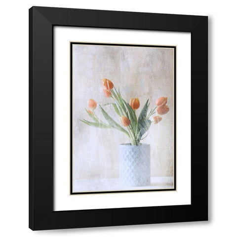 A Bunch Of Tulips Black Modern Wood Framed Art Print with Double Matting by Devos, Delphine