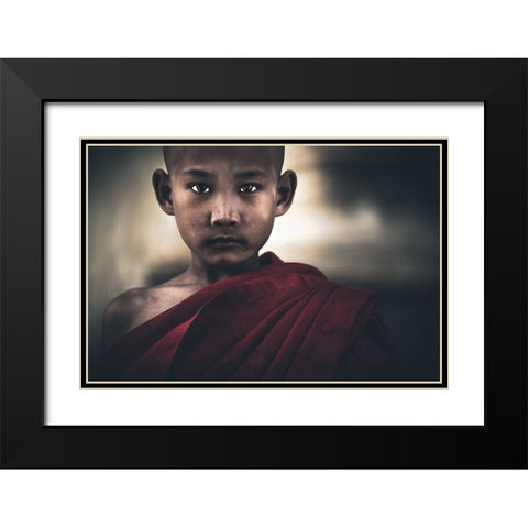 Young Eyes From Myanmar Black Modern Wood Framed Art Print with Double Matting by Tagliarino, Marco