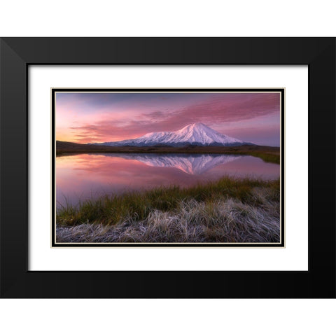 Frosty Morning At Tolbachik Volcano... Black Modern Wood Framed Art Print with Double Matting by Kukrinov, Alexandr
