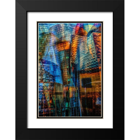 Incastri Black Modern Wood Framed Art Print with Double Matting by Della Latta, Massimo