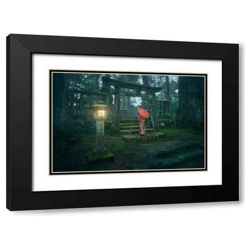 Okunoin Cemetery Black Modern Wood Framed Art Print with Double Matting by De La, Javier
