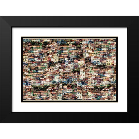 Cudillero Black Modern Wood Framed Art Print with Double Matting by W., Orkidea