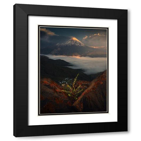 Mount Damavand In Spring Black Modern Wood Framed Art Print with Double Matting by Behzad, Majid