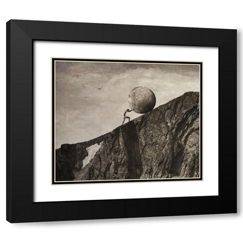 Sisyphus Black Modern Wood Framed Art Print with Double Matting by Hummel, Jeffrey