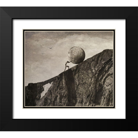 Sisyphus Black Modern Wood Framed Art Print with Double Matting by Hummel, Jeffrey