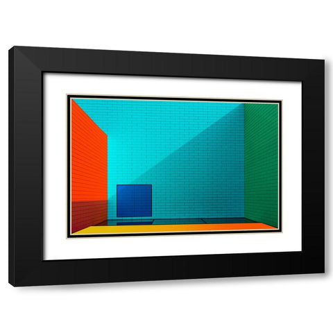 Rainbow Colors Black Modern Wood Framed Art Print with Double Matting by Schuster, Inge