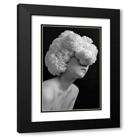 Paperflower Black Modern Wood Framed Art Print with Double Matting by Nogi, Kuchiko