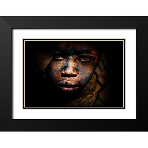 Art Color Suri Boy Black Modern Wood Framed Art Print with Double Matting by Yosifov, Svetlin