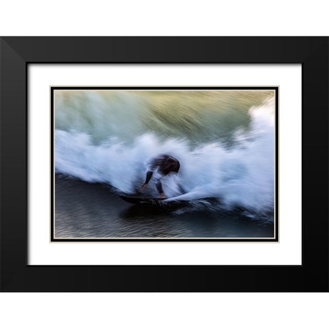 In The Wave Black Modern Wood Framed Art Print with Double Matting by Della Latta, Massimo