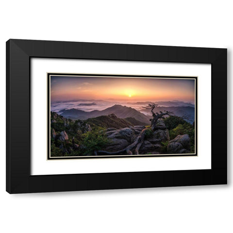 Sunrise On Top Black Modern Wood Framed Art Print with Double Matting by Seo, Tiger