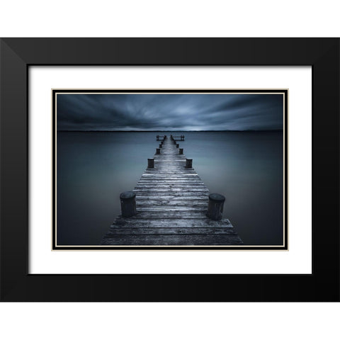 Dark Black Modern Wood Framed Art Print with Double Matting by Iso66