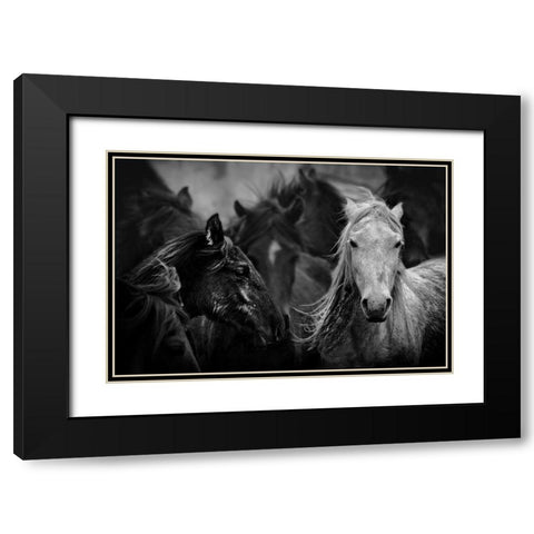 White Black Modern Wood Framed Art Print with Double Matting by Basa, Emine