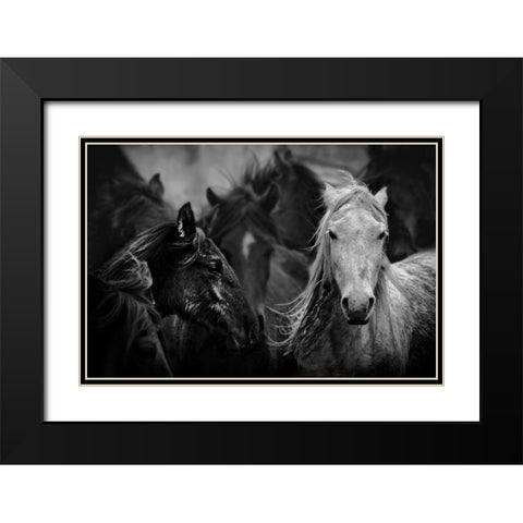 White Black Modern Wood Framed Art Print with Double Matting by Basa, Emine