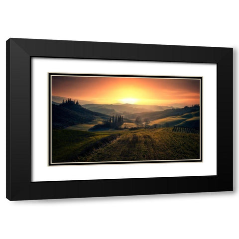 Val Dorcia In The Morning Black Modern Wood Framed Art Print with Double Matting by Massetti, Fabrizio