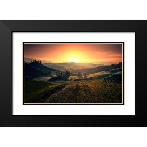 Val Dorcia In The Morning Black Modern Wood Framed Art Print with Double Matting by Massetti, Fabrizio